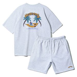 앨빈클로 남성 여성 밴드 반바지 7부 트레이닝 츄리닝 카고 피그먼트 커플룩 무지 헨리넥 오버핏 휴양지룩