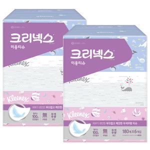 크리넥스 무색무향 각티슈(180매x6입)x2팩 미용티슈