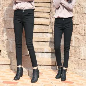 동대문스타일 여자 기모바지 스키니핏 스판 블랙 여성팬츠 LP1119