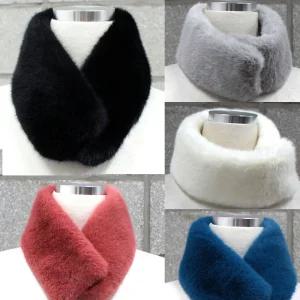 인조 밍크 자석 양면 목도리 무지 색상 토끼 털 렉스 넥워머 여성 아이 아동 퍼 머플러