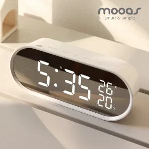 [무아스] 거울 LED탁상시계 온도 습도 팝미러클락 빅 모음