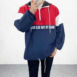 [엠클로] 남자 오버핏 올드스쿨 반집업 바람막이 아노락 맨투맨 후드점퍼 3컬러