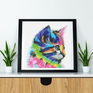 보석십자수 컬러풀 고양이 DIY 픽스아트 큐빅 비즈