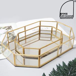 풀커버링 골드 팔각 유리 트레이 악세사리 보석함 화장품