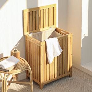 대나무 패널 원목 햄퍼 빨래바구니 수납장