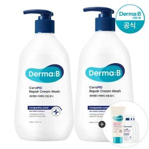 [공식] 더마비 세라엠디 리페어 크림 워시 400ml x2개+(랜덤견본)튜브+3매
