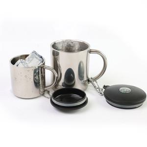 고급 이중 스텐 등산컵 캠핑 머그컵 보온 보냉 나침반 휴대용 뚜껑 나침반 스텐컵