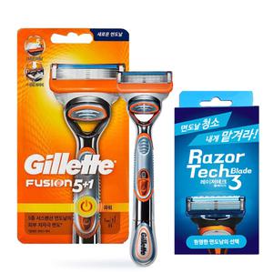 질레트 퓨전 파워 면도기 1UP (면도날 1입) + 레이저테크 (면도날클리너)
