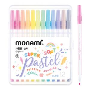 모나미 슈퍼 사인펜 파스텔 12색 세트 싸인펜
