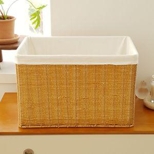 대형 라탄 PP 사각 바구니 오픈형 수건 수납 보관함 44x30x28cm