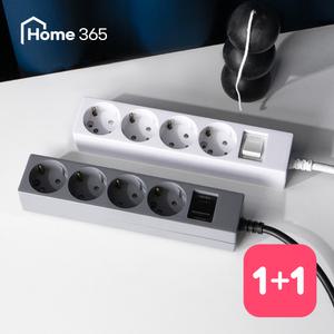 [1개+1개] 홈365 국산 과부하차단 멀티탭 4구 3m / 16A