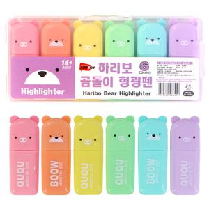 하리보 곰돌이 형광펜 세트 다이어리꾸미기 어린이 선물 사은 판촉 달란트 학습지 학원 체육관 형광팬 알약