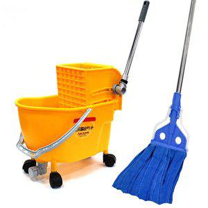 [월드크린] 마포 짤순이 소 스텐 극세사 마포 걸레 세트