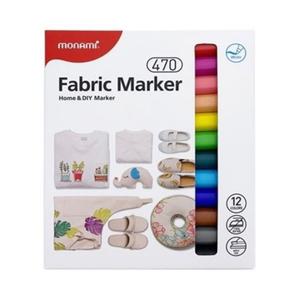 모나미 패브릭 마카 470 D세트 12색 염색 마커 옷 천 캔버스 가방 에코백 꾸미기