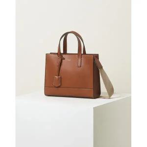 갤러리아 헤지스핸드백 [HJBA4F890W2]남여공용 브라운 로고배색 가죽 토트백