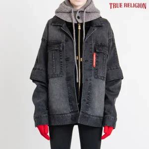 [트루릴리전][TRUE RELIGION] 오버사이즈 데님 트럭커 자켓 블랙
