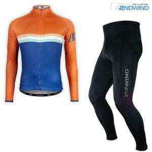 [세컨윈드] 오렌지벨라 자전거 긴팔져지+9부패드바지 자전거의류 세트