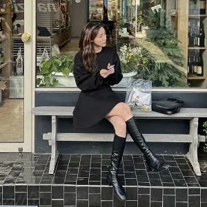 핫핑 [기모원피스/여성스러움] 웨어링 기모 맨투맨 미니원피스