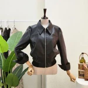 [대구백화점] [4CUS]셔링 포인트 카라넥 레더 점퍼(FS3A7JP00494)