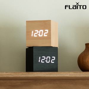 플라이토 미니 정사각 우드 디지털 LED 탁상 시계