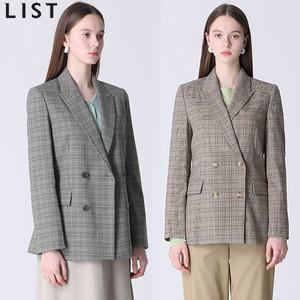 [리스트(LIST)] 더블버튼 글렌체크 자켓 (택가격: 338000원)