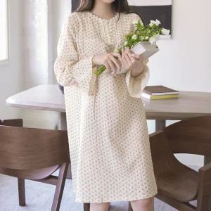 (긴팔) 프리지아 요루면 원피스 여성 잠옷 파자마 홈웨어