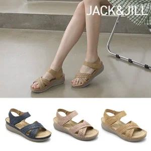 [잭앤질] 펀칭 큐빅 찍찍이 샌들(JB2Z406)