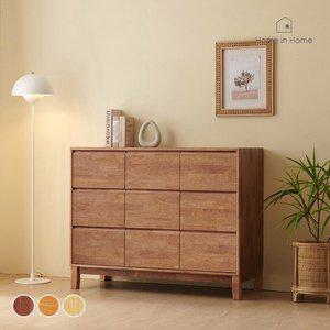 [홈인홈]세컨하우스 원목 수납장 1200D 9칸 서랍장_J148