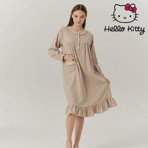 [헬로키티] 자수 레이스넥라인 여성 긴소매 원피스 HK-4260