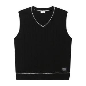 [에꼴리에] 남자 겨울이월 클래식케이블 블랙니트조끼(23D5033)