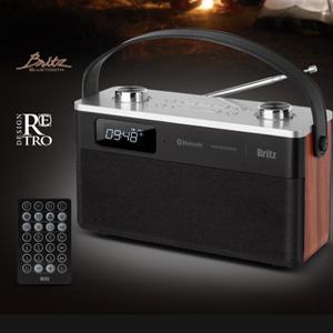 -브리츠-휴대용 스트랩 고성능 FM라디오 블루투스 올인원 오디오 USB재생 멀티페어링 고품질 사운드 시계/알람 스누즈/u9h