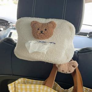 귀여운 실용적인 곰돌이 휴지 걸이 아이 어린이 차량용 유모차 티슈케이스 (2color) 간편 설치