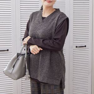 23FW05-1-2 / 데이지 브이넥 조끼 / 엄마옷 / 빅사이즈 / 할머니옷 / 실버다이아몬드