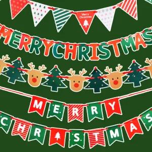 메리 크리스마스 가랜드 만들기 펠트 종이 벽트리 장식 성탄절 트리 산타 루돌프 갈란드