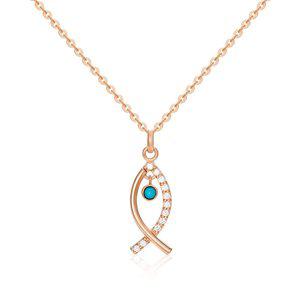 [비앤비골드] 14K 스톤 라인 물고기 터키석 체인 목걸이 NPN28512