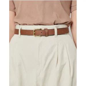 [롯데백화점]닥스 액세서리 [선물포장/쇼핑백동봉] 브라운 슬림 무광버클 소가죽 비조 여성벨트 DBBE4E742