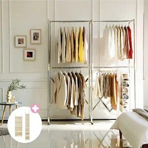 [까사마루]확장형 행거 + 린넨수납함 2종세트