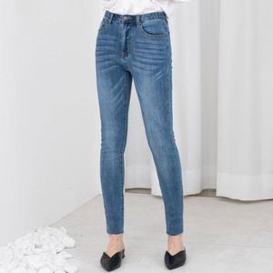 [RGN048T3]하이웨스트 청바지 뽀얌 롤업워싱 여자스키니진