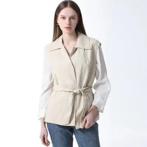 [하프클럽/쉬즈미스]드로우스트링 벨티드 레더 베스트 (택가격 248000원)