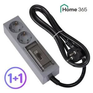 홈365 국산 고용량 멀티탭 2구 1.5m 그레이 블랙 2개