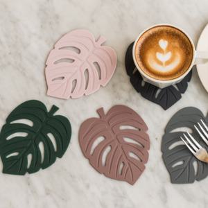 나뭇잎 디자인 실리콘 컵받침 5컬러 홈 카페 음료 감성 연출 소품