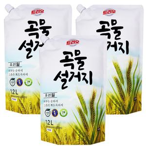 애경산업 트리오 곡물설거지 우리밀 리필 1.2L 3개