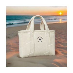 새 택있음 {토리 버치} 내추럴 캔버스 토트 백 더블 탑 핸들 여름비치 Tory Burch Tote Bag