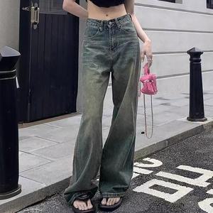 [라일리의류] Rly 여성 하이웨스트 빈티지 워싱 포인트 청바지 데님팬츠