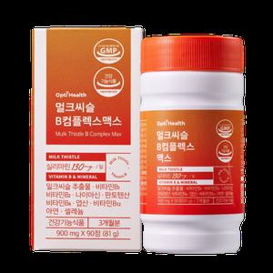 [소비기한 26.06.09] 옵티헬스 멀크씨슬 B컴플렉스 맥스 81g, 90정, 3개 멀꿀열매 실리마린 간건강 밀크씨슬 비타민B 아연 셀레늄