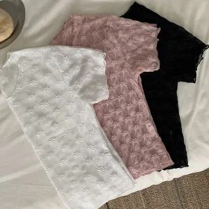 [하프클럽/]플라워시스루망사반팔티 408S542S 빅사이즈 여성의류