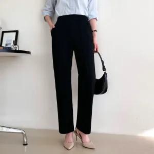 [세미일자핏] 가을 여성 세미 일자 슬랙스 탄력 좋은 스판 여자 밴딩팬츠
