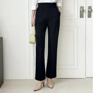 [하이웨이스트] 여성 가을 와이드 밴딩 슬랙스 다리 길어보이는 스판 여자바지