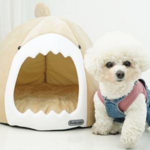 예쁜 강아지 집 파도상어 하우스 대형베이지 숨숨집 (WD9F5DC)