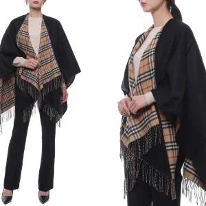 (비밀상점)[버버리] 여성 체크 울 리버시블 케이프 (8077897 BLACK 24F)